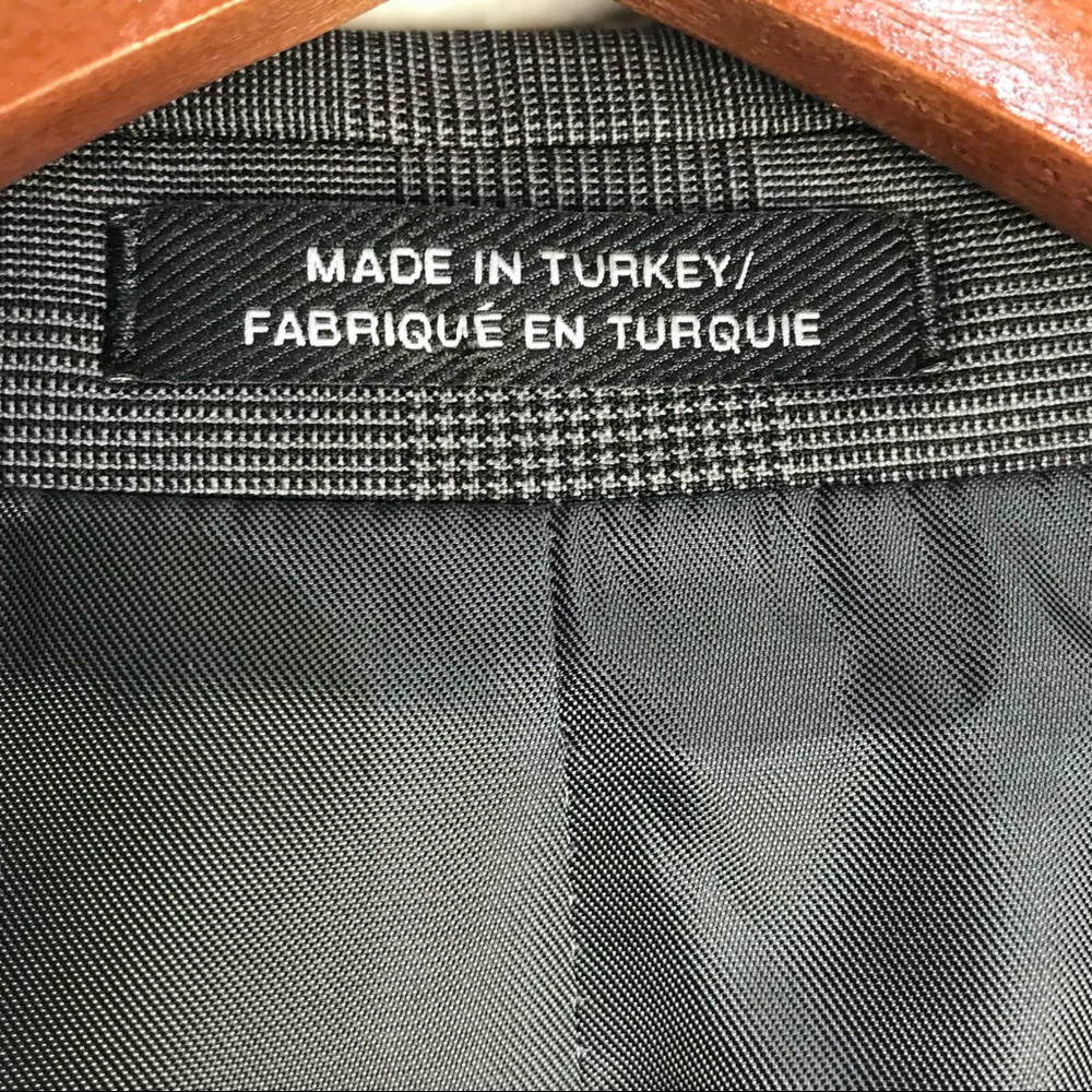 Express Charcoal Gray Wool Blend Two Button Plaid… - image 8